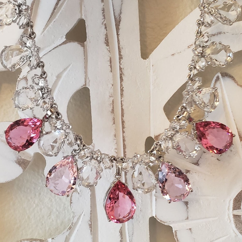 Kate Spade Necklace Pink Clear Crystals